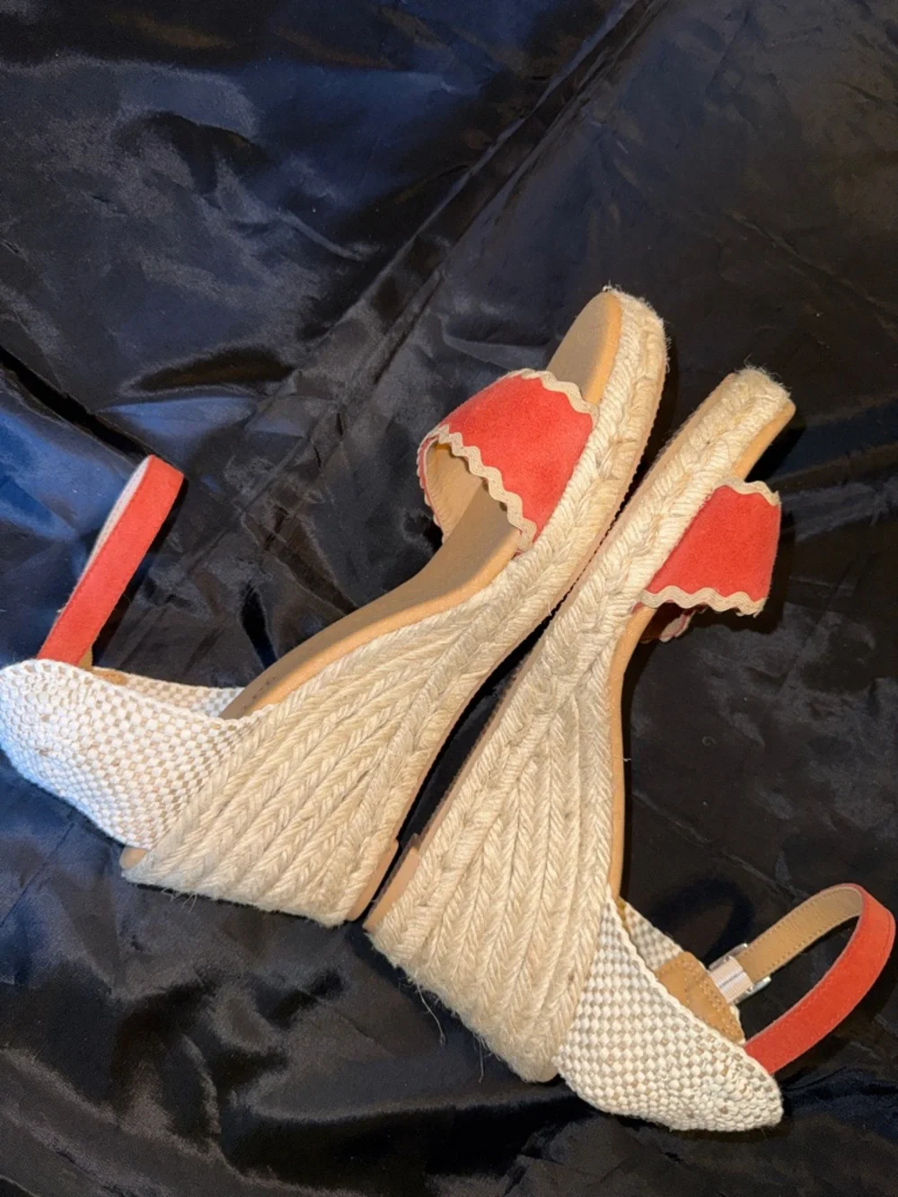 Paseart size 40 cinnamon suede open toe espadrille 3” wedge heel, EUC, Spain US9